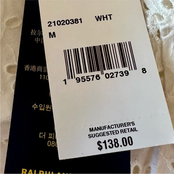 Ralph Lauren Polo Eyelet Strapless Romper Minimalist White Swim Cover Up M ☀️ - Picture 6 of 8